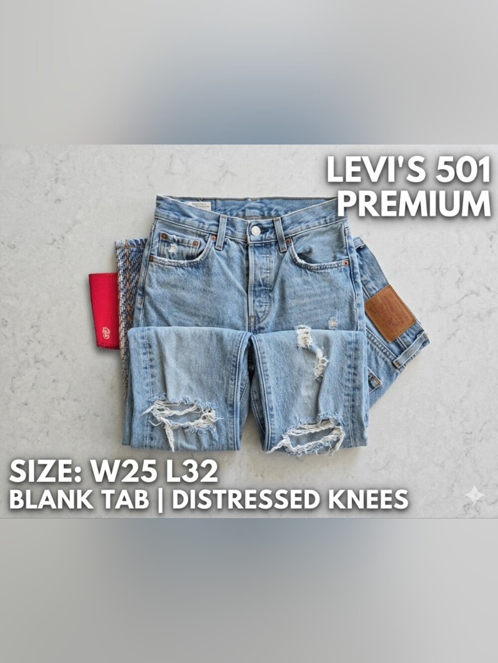 Levi's 501 Button Fly Jeans W25 L32 Medium Wash Distressed Straight Leg
